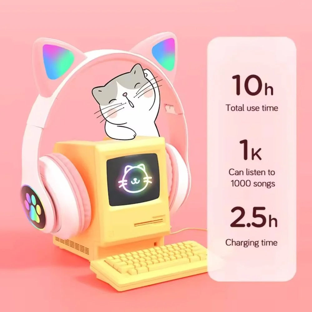 Cute Cat Ear Bluetooth Compatible Headset