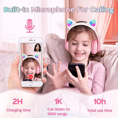 Cute Cat Ear Bluetooth Compatible Headset